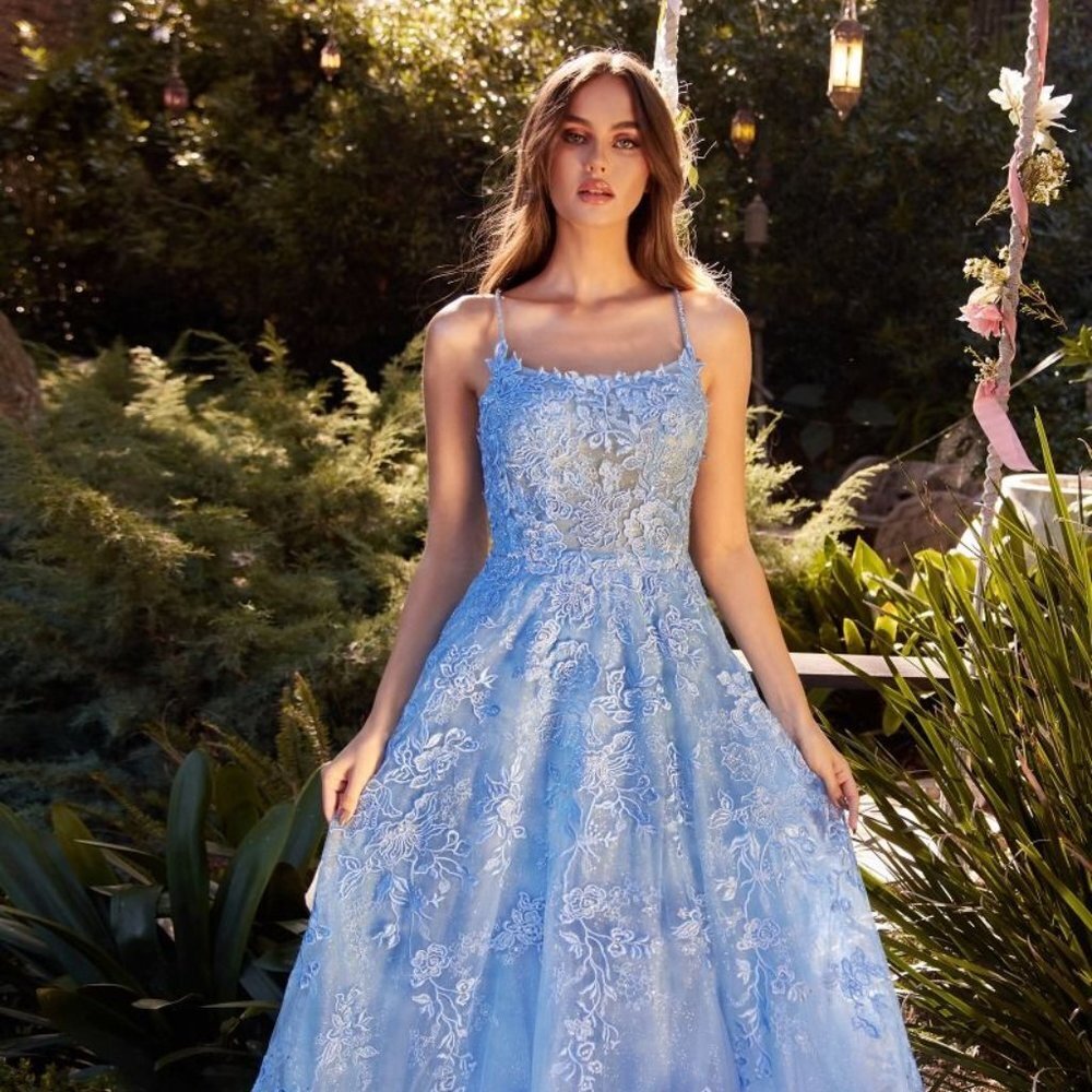N/A NEW FORMAL SLEEVELESS A-LINE TULLE DRESS EMBROIDERED WITH FLORAL LACE A1248 - Picture 8 of 10
